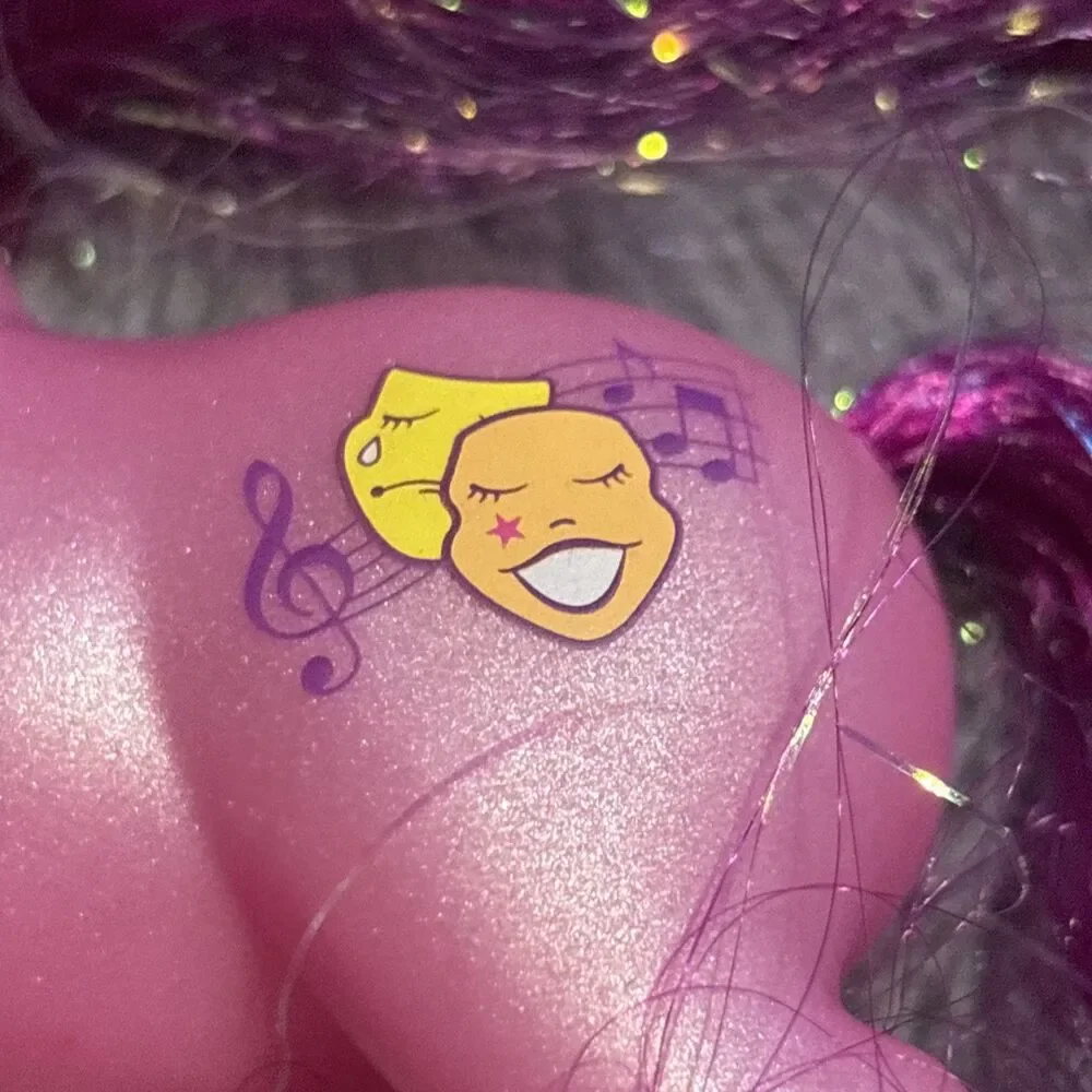 My Little Pony G3 Pinkie Pie Pink Figure Purple Tinsel Hair Theater Masks Music